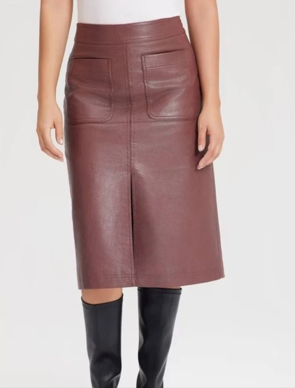 Universal Thread Faux Leather Burgundy Skirt - 10